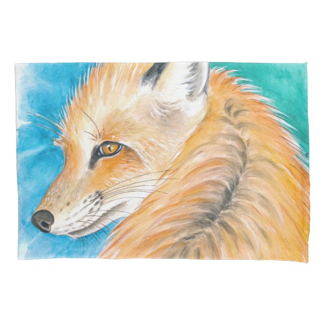 Housse D'oreillers L'aquarelle rouge de Fox (devant)