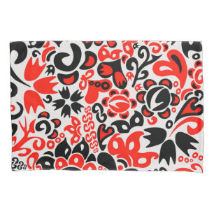 Housse D'oreillers L'art populaire ukrainien motif floral abstact