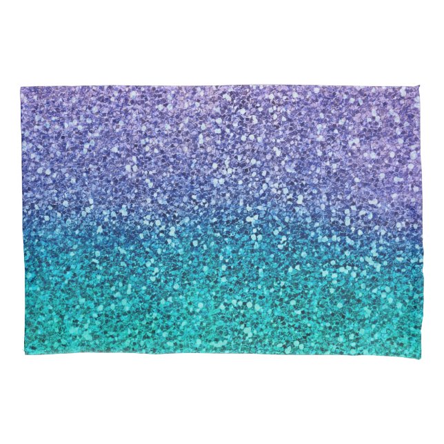Housse D'oreillers Lavender Purple & Teal Aqua Green Sparkly Glitter (devant)