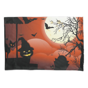 Housse D'oreillers Le cauchemar de la lune sanglante d'Halloween