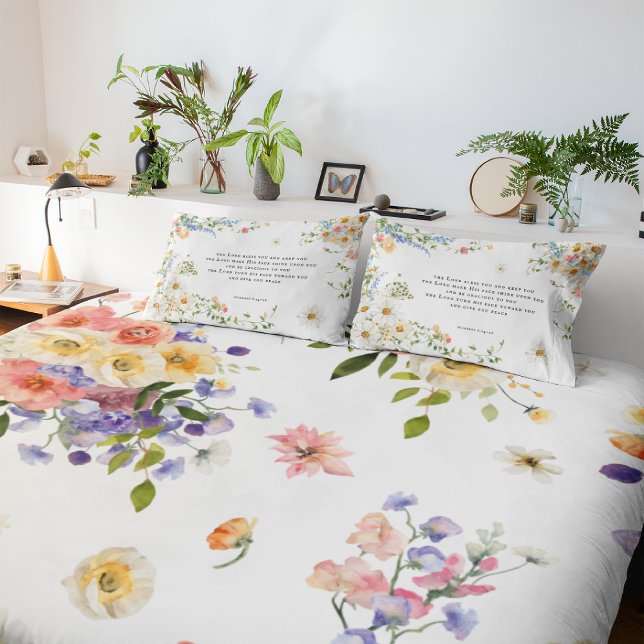 Housse D'oreillers Le Seigneur Vous Bénit | Floral Christian (Créateur téléchargé)