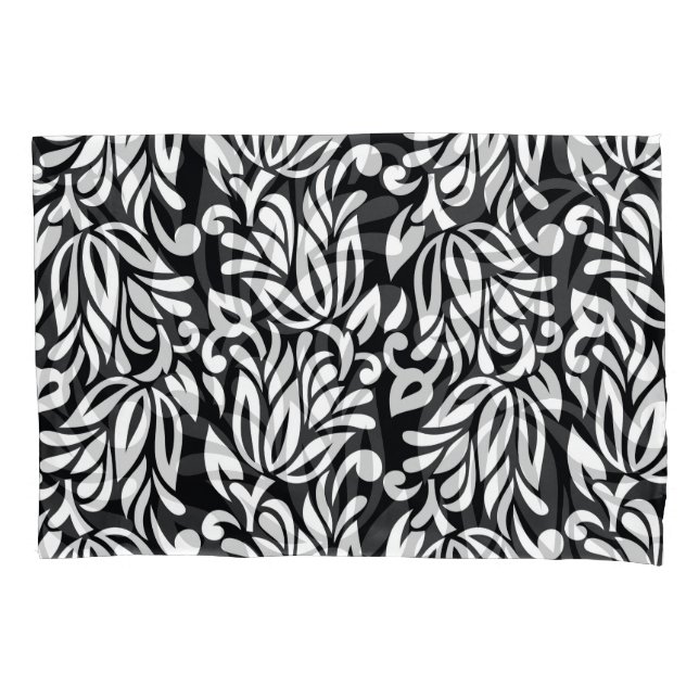 Housse D'oreillers Le textile noir et blanc. (devant)