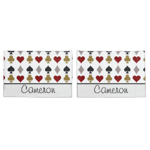 Housse D'oreillers Lecture des cartes Casino Motif Nom personnalisé