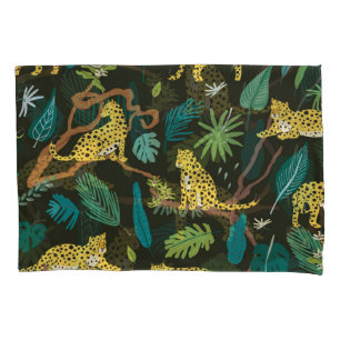 Housse D'oreillers Léopards dans la jungle : Vintage sauvage