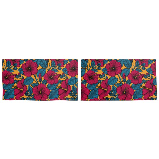 Housse D'oreillers Les fleurs d'Hibiscus (devant-Set)