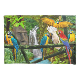 Housse D'oreillers Les perroquets de la jungle cachée