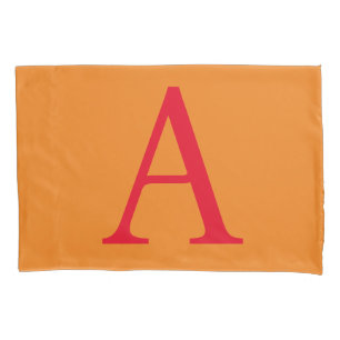 HOUSSE D'OREILLERS LETTRE INITIALE MONOGRAPHIQUE MODÈLE ROUGE ORANGE