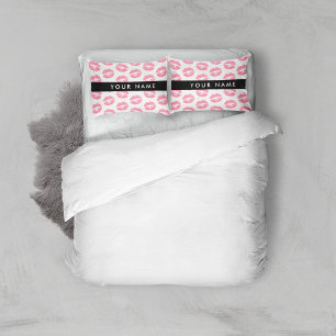 Housse D'oreillers Lèvres Roses, Baiser, Baguette à lèvres, Votre Nom