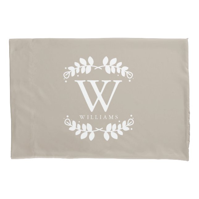 Housse D'oreillers Linge Beige Monogramme (devant)