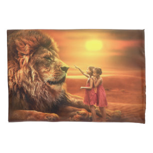 Housse D'oreillers Lion et petites filles