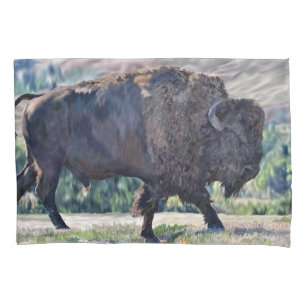 Housse D'oreillers L'itinérance de bison américain dans les prairies
