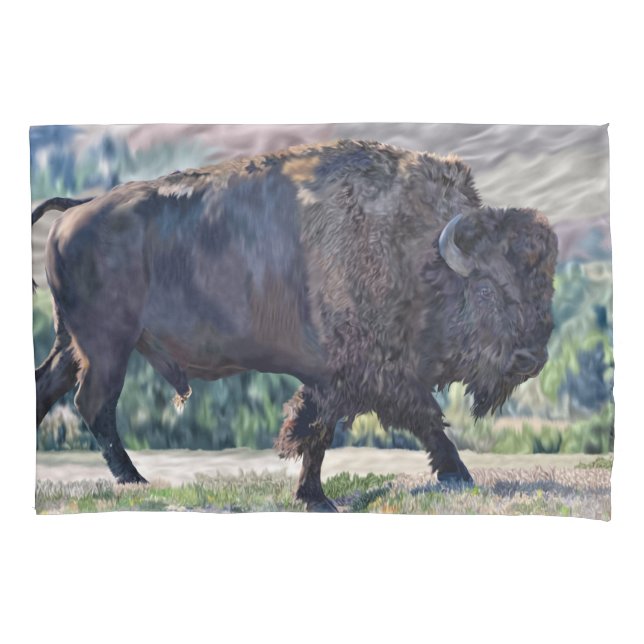 Housse D'oreillers L'itinérance de bison américain dans les prairies (devant)