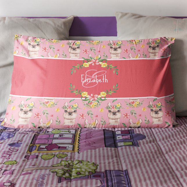 Housse D'oreillers Llama rose mignonne Motif pour petites filles (Créateur téléchargé)
