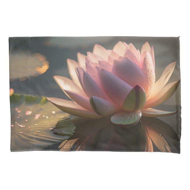 Housse D'oreillers Lotus rose dans la lumière du matin (devant)