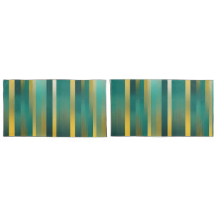 Housse D'oreillers Lumières Jaune & Vert rayures IA art