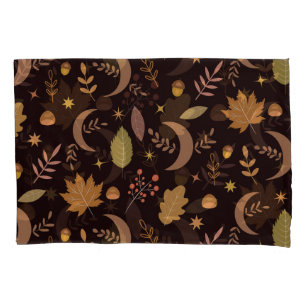 Housse D'oreillers Lune bohème avec motif de feuilles d'automne  