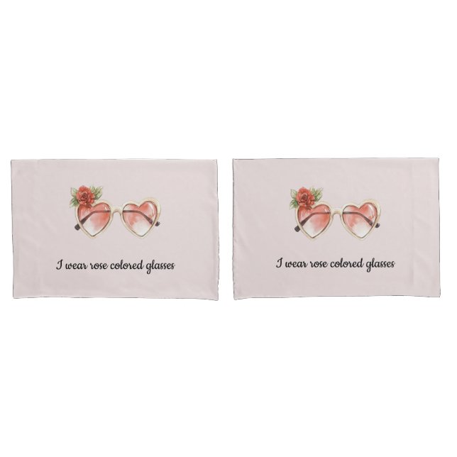 Housse D'oreillers Lunettes de soleil de couleur rose (devant-Set)