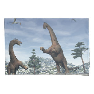 Housse D'oreillers Lutte contre les dinosaures d'Alamosaurus - rendu