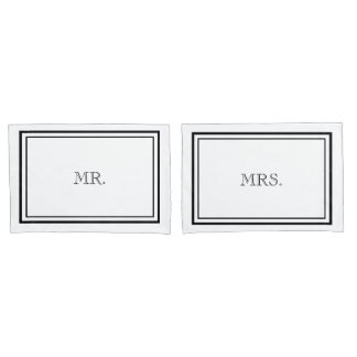 Housse D'oreillers Luxe Black & White Mr & Mrs.