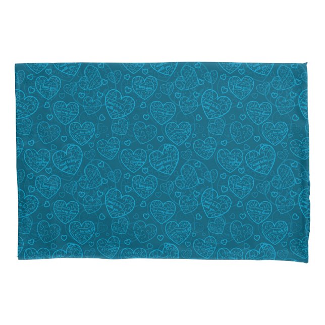 Housse D'oreillers Luxe Moderne Élégant Amour Bleu Coeur (devant)