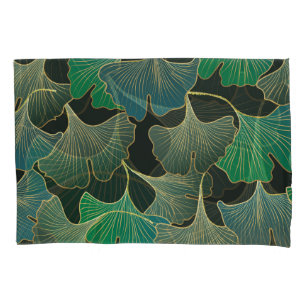 Housse D'oreillers Luxueux or Ginkgo, art vintage.