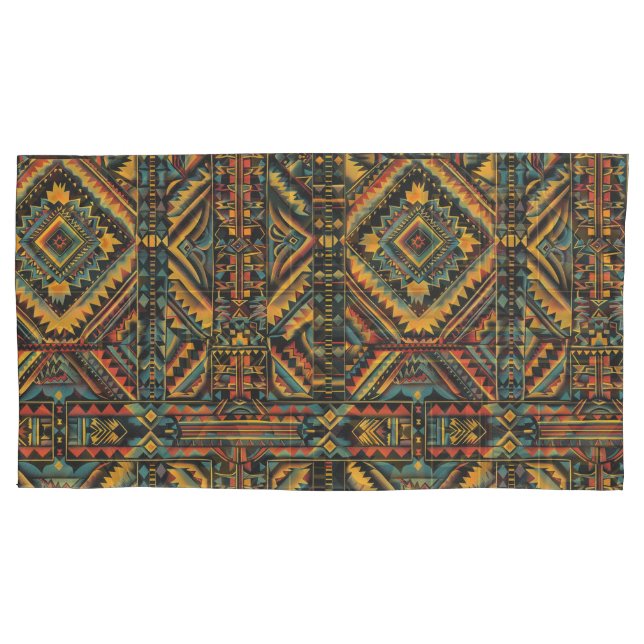Housse D'oreillers Luxueux Turquoise "Centuries-Old Geometry Elegance (devant-gauche)
