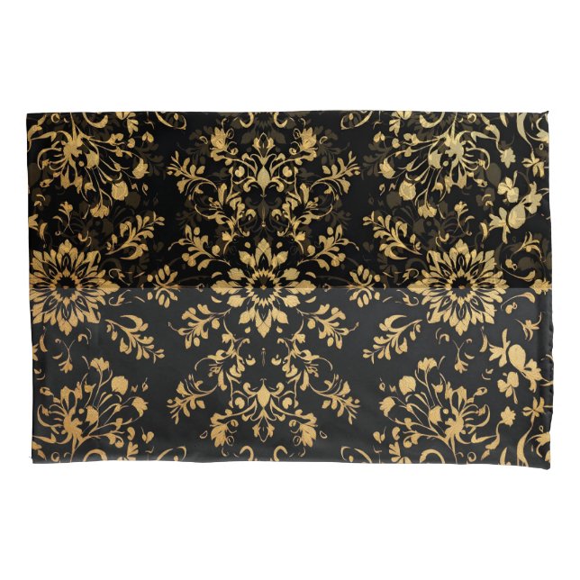 Housse D'oreillers Luxurious style Pillow case black yellow pattern  (devant-gauche)