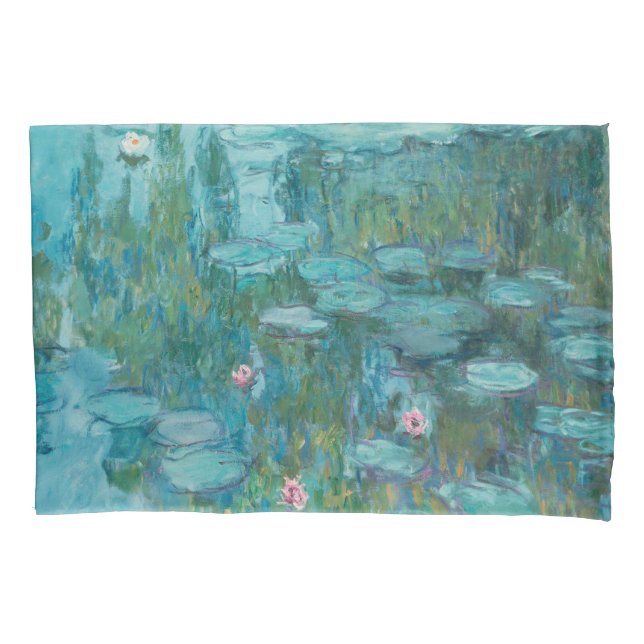 Housse D'oreillers Lys à eau, Peinture à l'huile d'art, Claude Monet (devant)