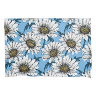 Housse D'oreillers Maisonnettes, fleurs sauvages sur bleu