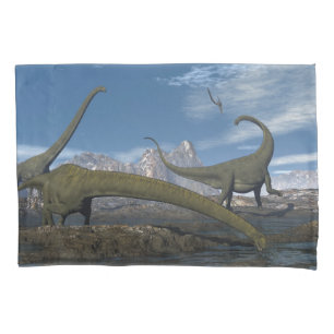 Housse D'oreillers Mamenchisaurus dinosaures troupeau - rendu 3D