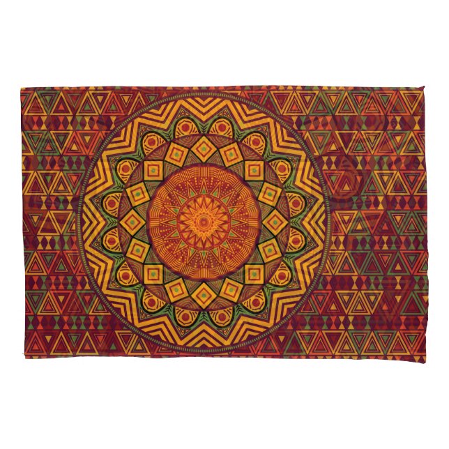 Housse D'oreillers Mandala africain, dessins circulaires polynésiens. (devant)