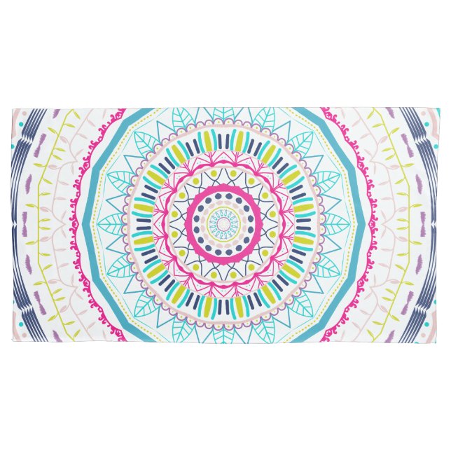 Housse D'oreillers mandala coloré (devant-gauche)