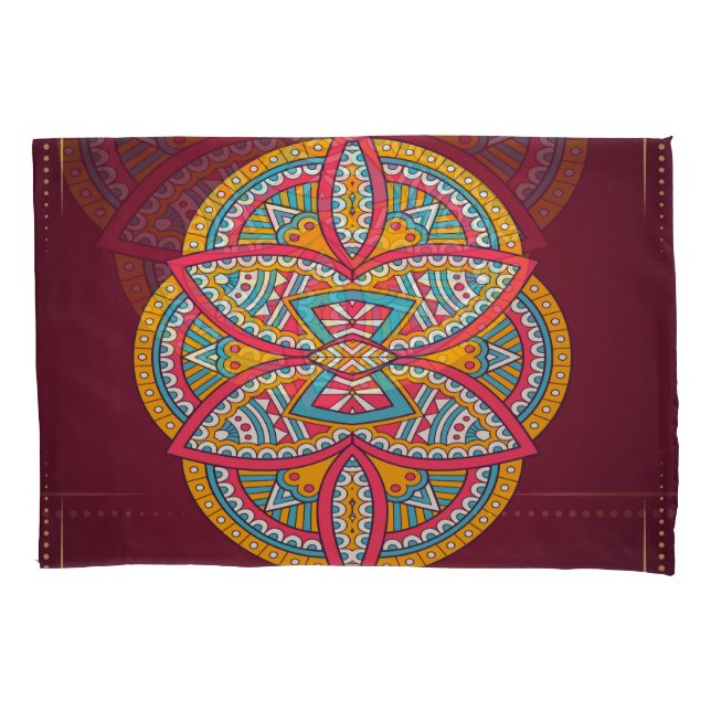 Housse D'oreillers Mandalas en motifs mixtes Maroon (devant)