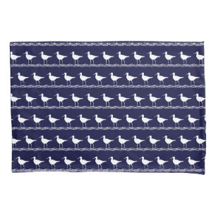 Housse D'oreillers Marine côtière moderne Nautique Bleu Bécasseaux