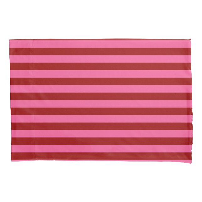 Housse D'oreillers Maroon Rouge rose rayures Design (devant)