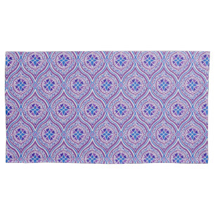 Housse D'oreillers Mauve, Bleu, Blanc Motif traditionnel oignon