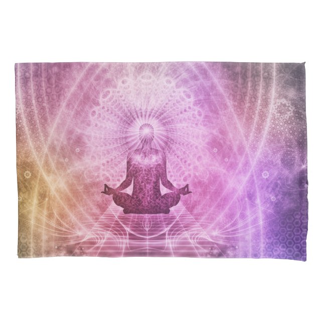 Housse D'oreillers Méditation Art Abstrait Rose Violet Violet Or Fl (devant)
