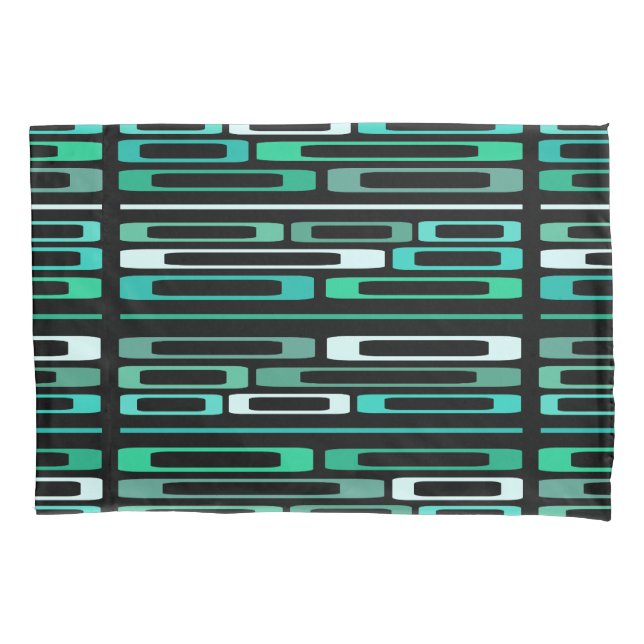 Housse D'oreillers Mi-siècle Retro Flat Rocks Noir Turquoise (devant)