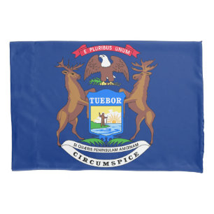 Housse D'oreillers Michigan State Flag Print Patriotc