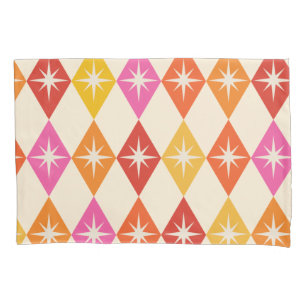 Housse D'oreillers Mid-Century Moderne Starbursauts sur Diamants Rétr