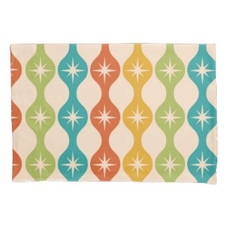 Housse D'oreillers Mid Century Retro Starbursts on ogee pattern
