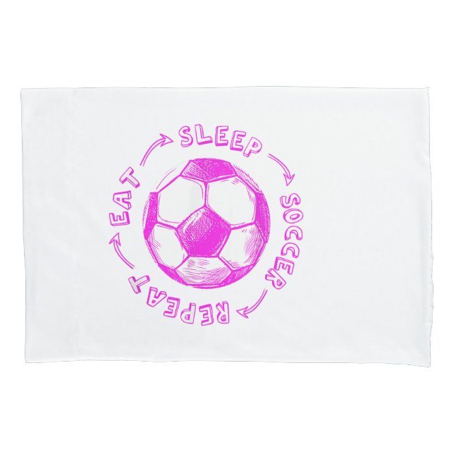 Housse D'oreillers Mignonnes Filles Mangent Sleep Soccer Répéter - Jo (devant)
