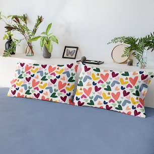 Housse D'oreillers Mint Vert bleu rose Coeurs Bleus Motif d'art