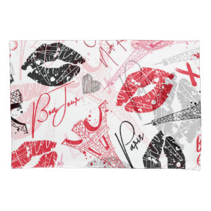 Housse D'oreillers Mode Paris, calligraphie motif Tour Eiffel.