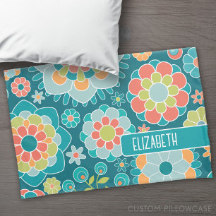 Housse D'oreillers Modèle Floral d'été coloré Nom personnalisé