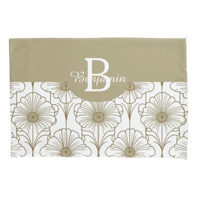 Housse D'oreillers Modèle Floral Gold Line Pillowcase (devant)