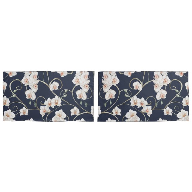 Housse D'oreillers Modèle floral orchidée blanche (devant-Set)