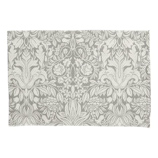 Housse D'oreillers Modèle floral simple blanc Damas (devant)