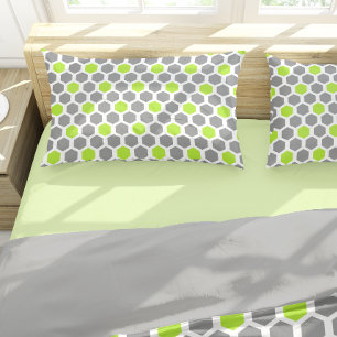 Housse D'oreillers Modern Lime Green Gray Hexagon Geometric Pattern