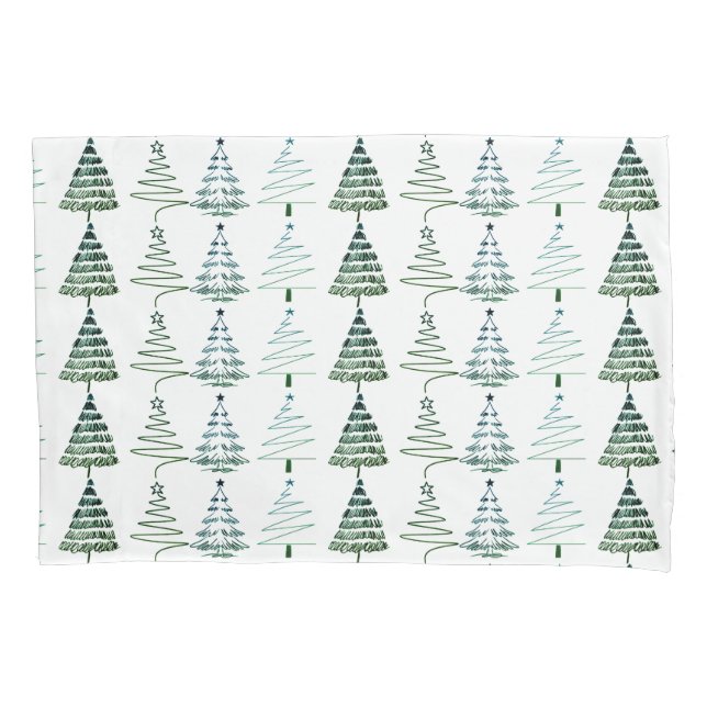 Housse D'oreillers Modern Minimalist Christmas Trees Doodles (devant)